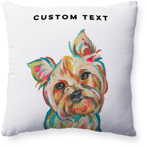 Yorkie Custom Text Pillow, Woven, White, 20x20, Double Sided, Multicolor