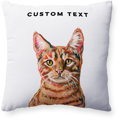 Orange Tabby Custom Text Pillow, Woven, Beige, 20x20, Single Sided, Multicolor