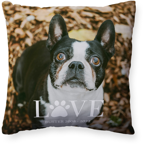 Love Paw Pillow, Woven, Beige, 20x20, Single Sided, White