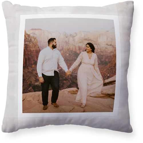 Watercolor Border Pillow, Woven, White, 20x20, Double Sided, White, white