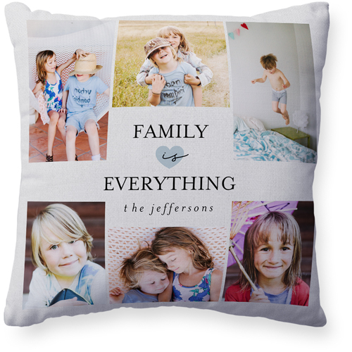 Family Is Everything Pillow, Woven, White, 20x20, Double Sided, Blue