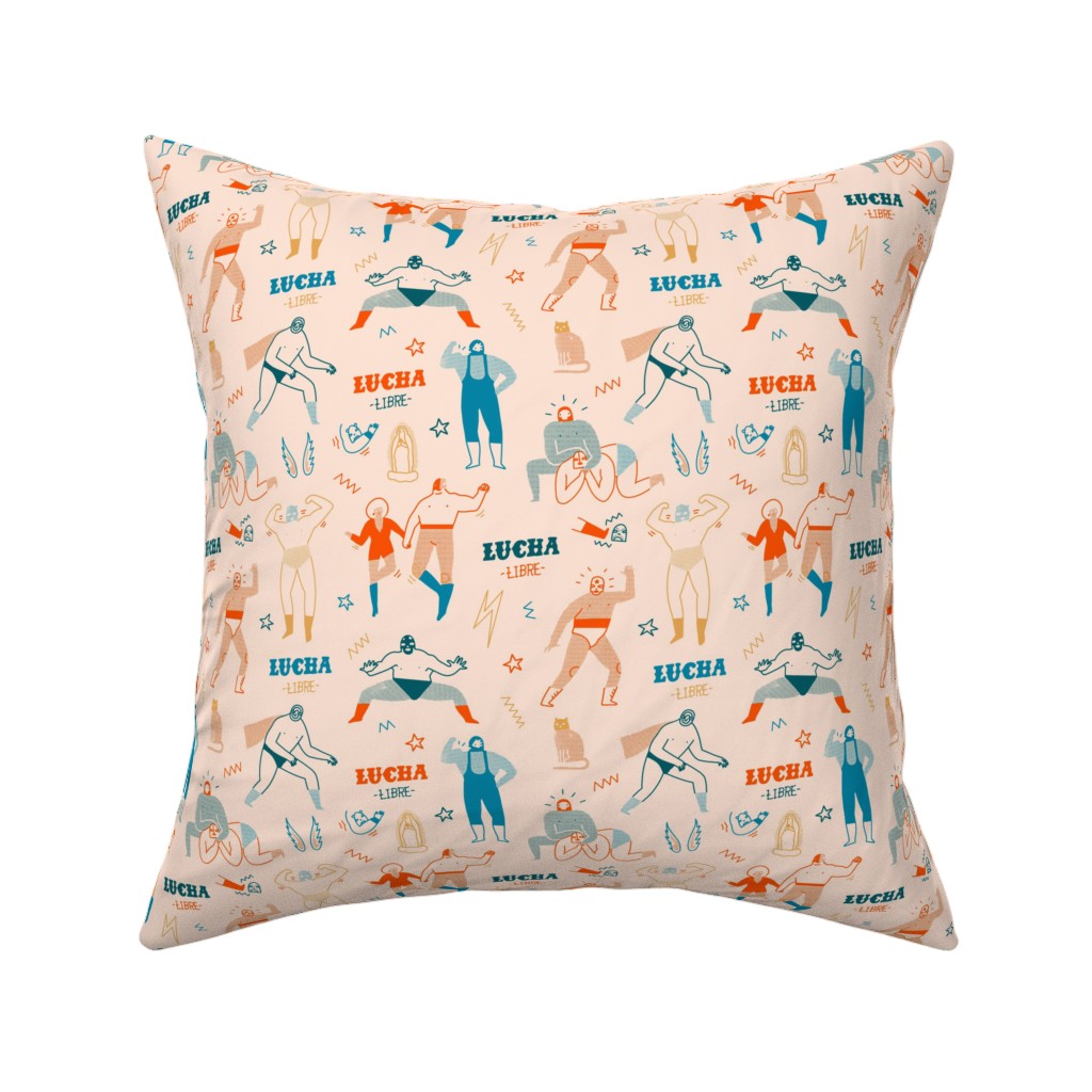 Mexican Lucha Libre - Beige Pillow, Woven, Beige, 16x16, Single Sided, Beige