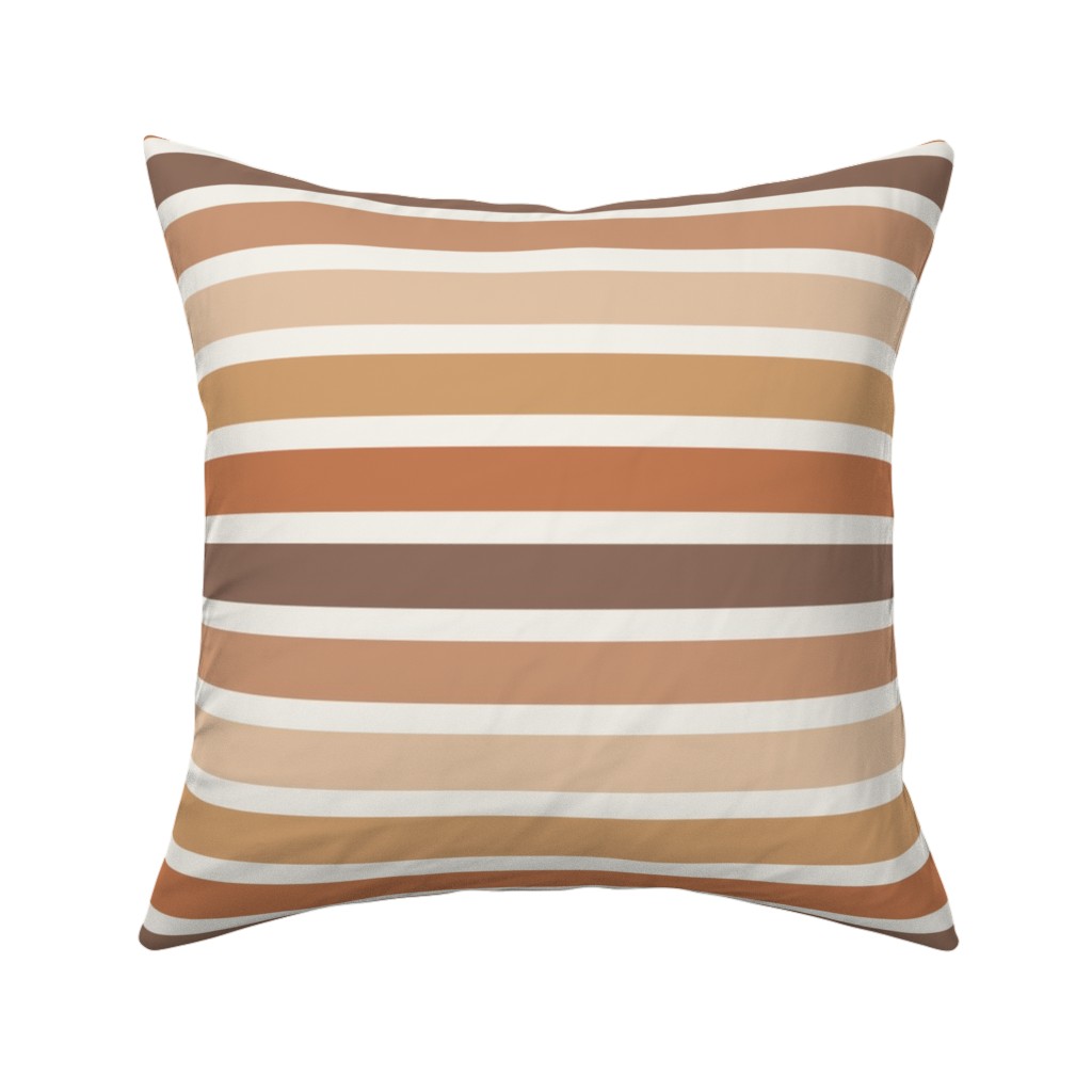Retro Summer Stripe - Warm Tones Pillow, Woven, Beige, 16x16, Single Sided, Pink, Bright Pink