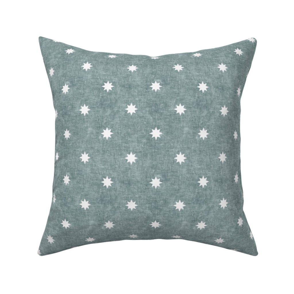 Vintage Stars Pillow, Woven, Beige, 16x16, Single Sided, Blue