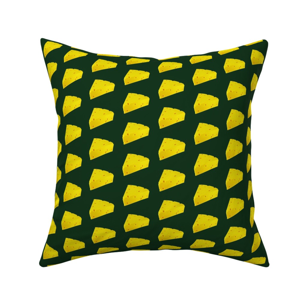 Cheese - Yellow on Dark Pillow, Woven, Beige, 16x16, Single Sided, Yellow, Classic Yellow