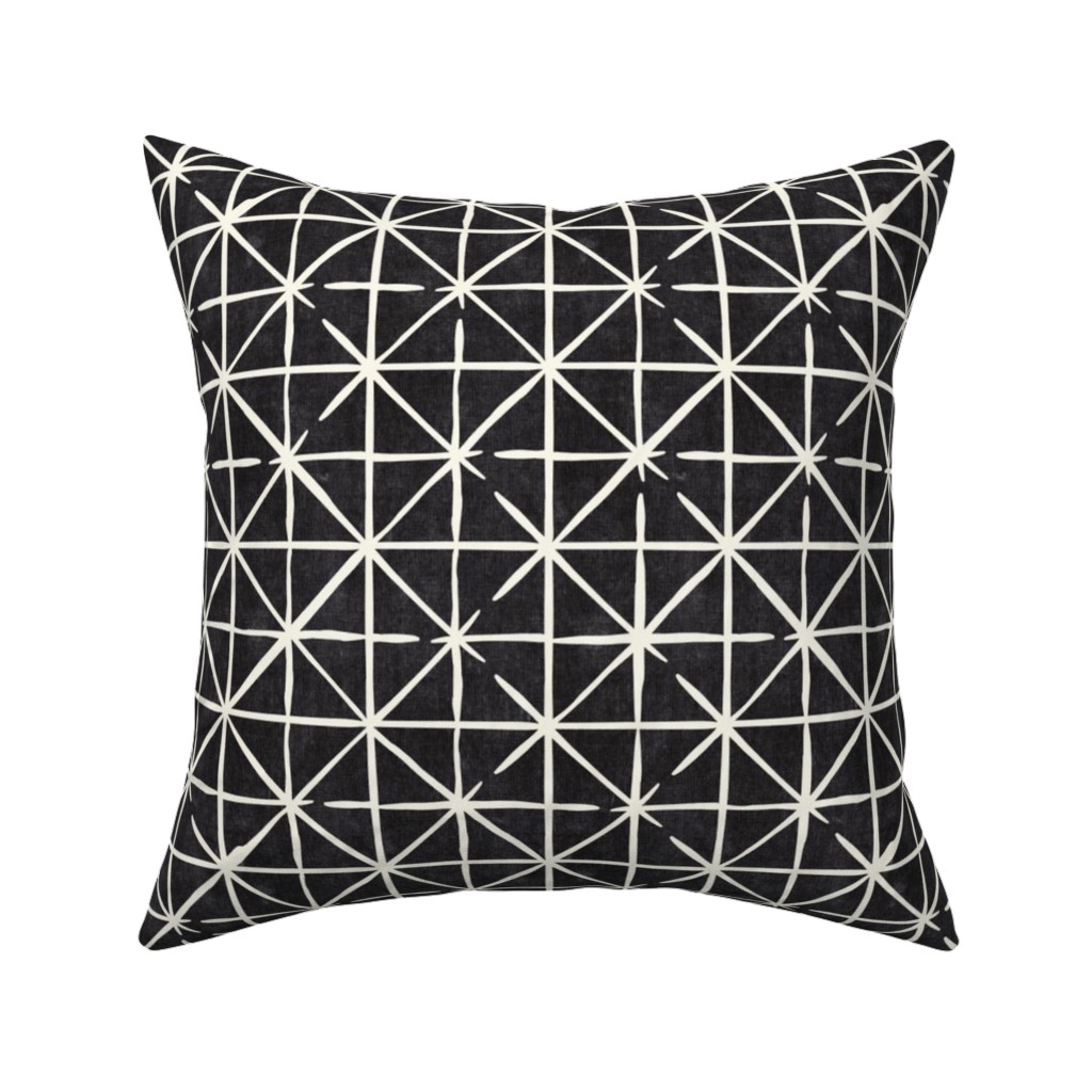 Geometric Triangles - Distressed Geometric Pillow, Woven, Beige, 16x16, Single Sided, Black