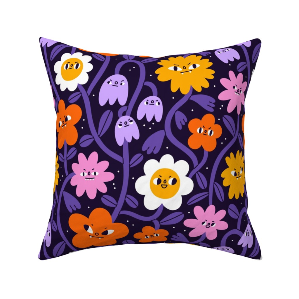 Extremely Wicked and Shockingly Evil Halloween Garden - Purple Pillow, Woven, Beige, 16x16, Single Sided, Purple