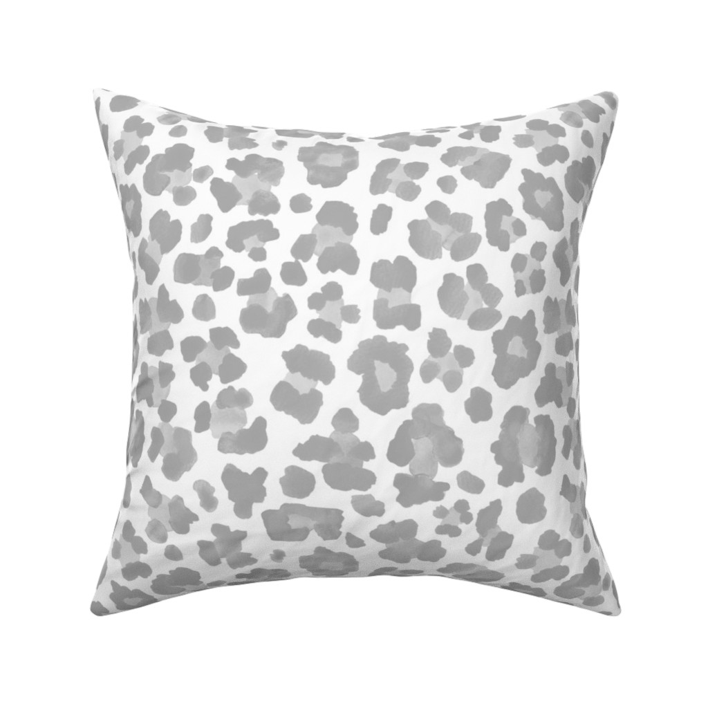 Light Grey Leopard Print Pillow, Woven, Beige, 16x16, Single Sided, Gray