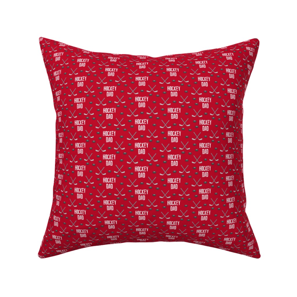 Hockey Dad - Red Pillow, Woven, Beige, 16x16, Single Sided, Red, Red