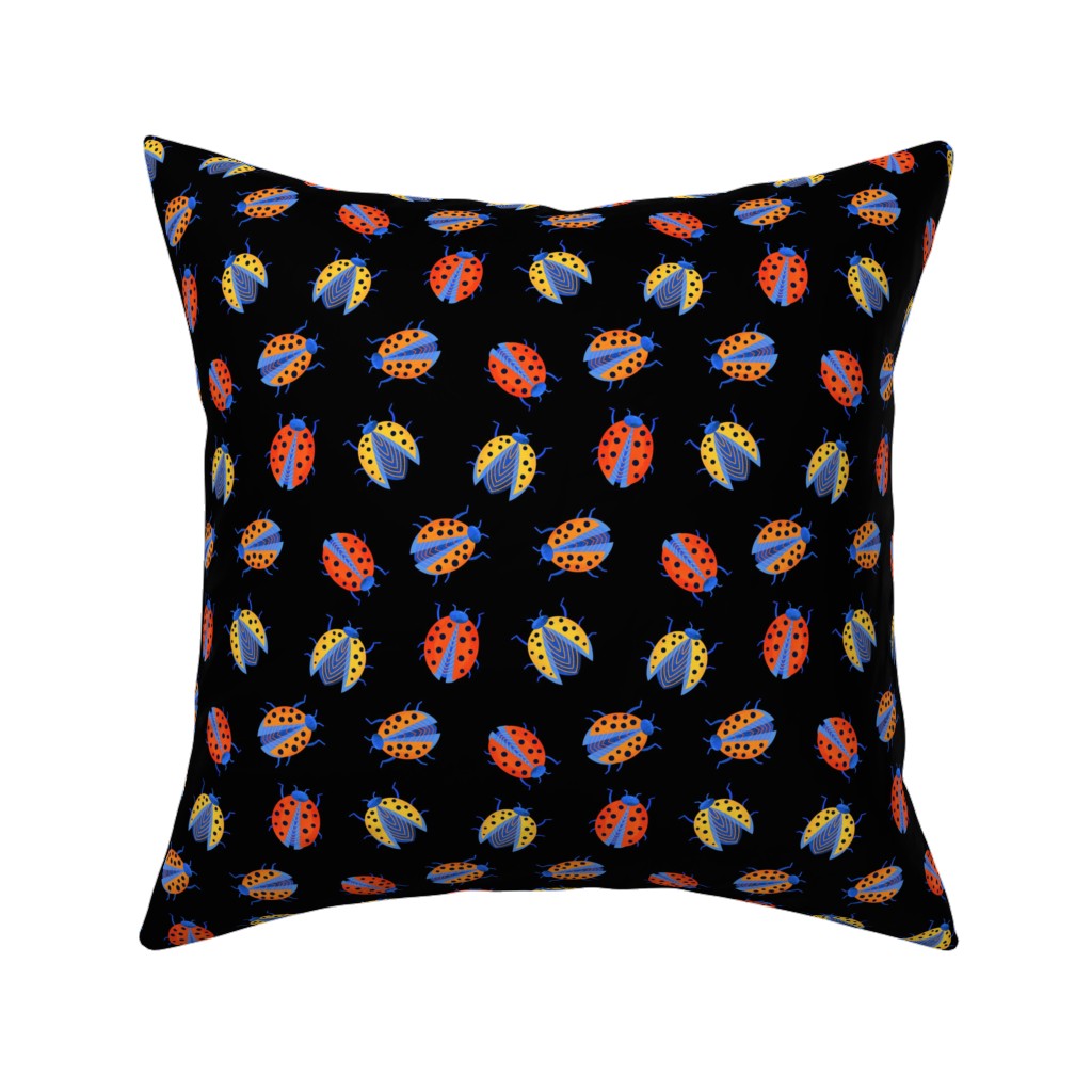 Classic Ladybugs Pillow, Woven, Beige, 16x16, Single Sided, Multicolor