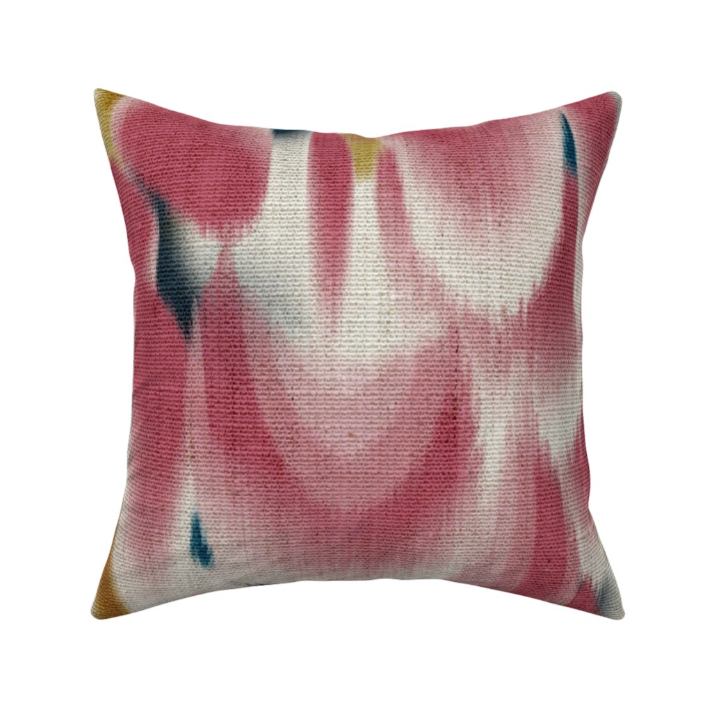 Shibori Wing Spots - Cherry Pillow, Woven, Beige, 16x16, Single Sided, Pink