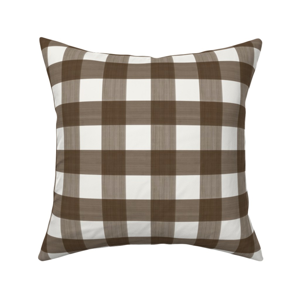 Cross Hatch Plaid Pillow, Woven, Beige, 16x16, Single Sided, Brown, Granite