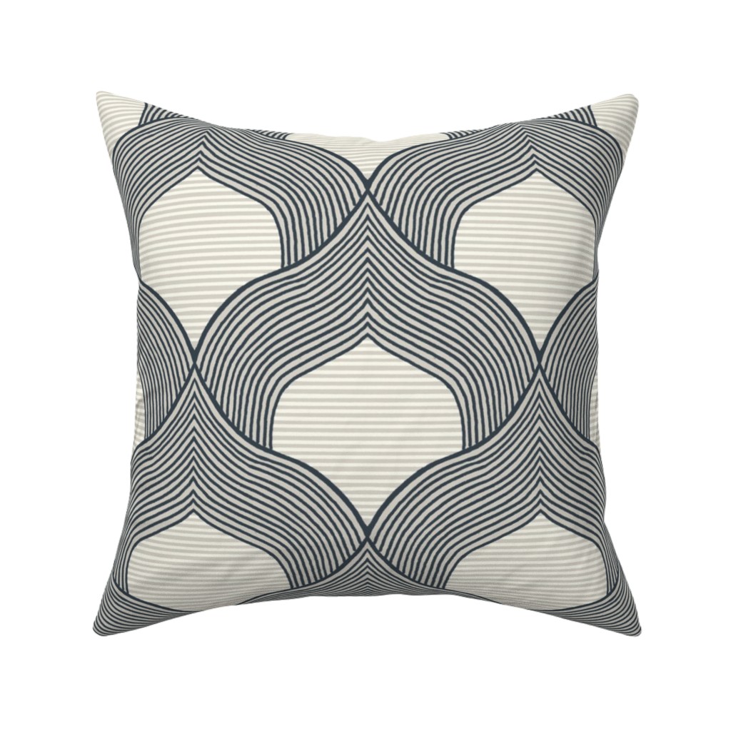 Plymouth - Navy & Beige Pillow, Woven, Beige, 16x16, Single Sided, Beige, Pearl