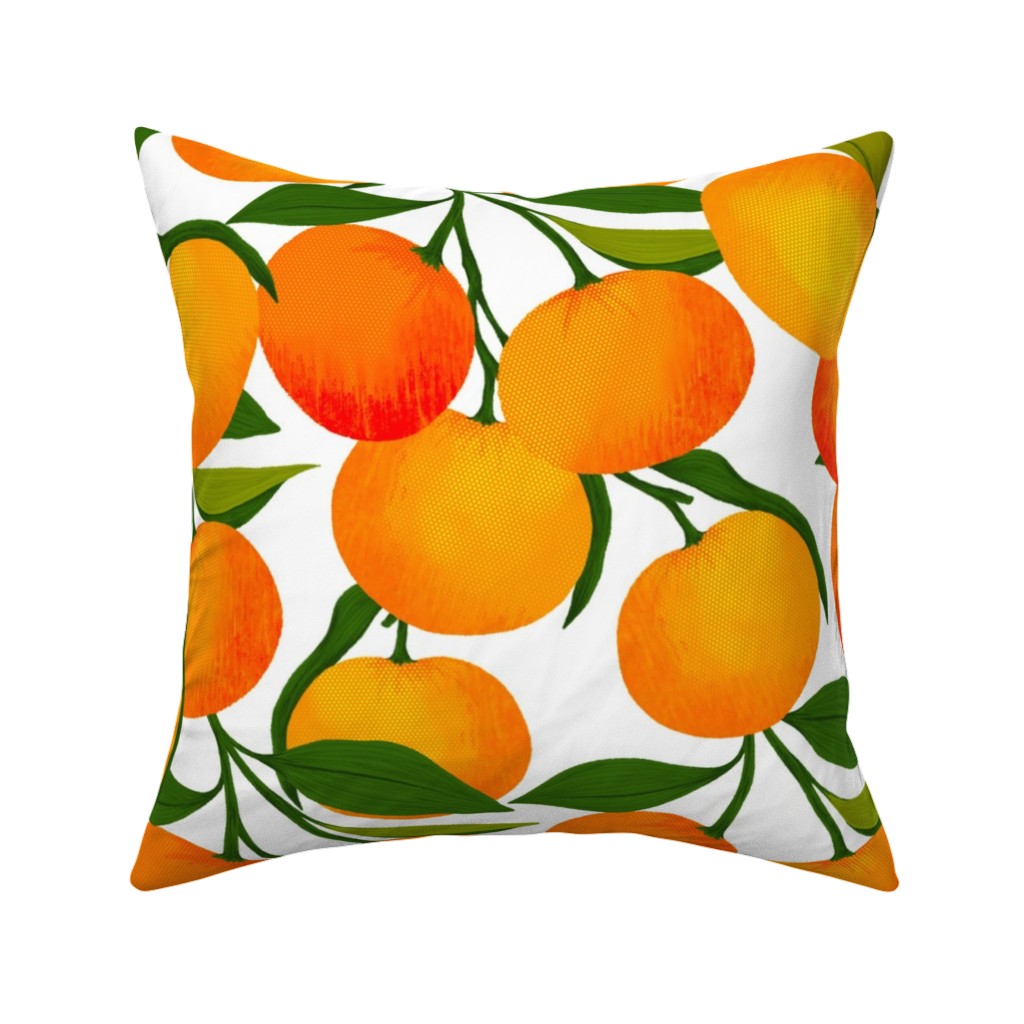 Tangerine Dreams - Orange on White Pillow, Woven, Beige, 16x16, Single Sided, Orange, Orange