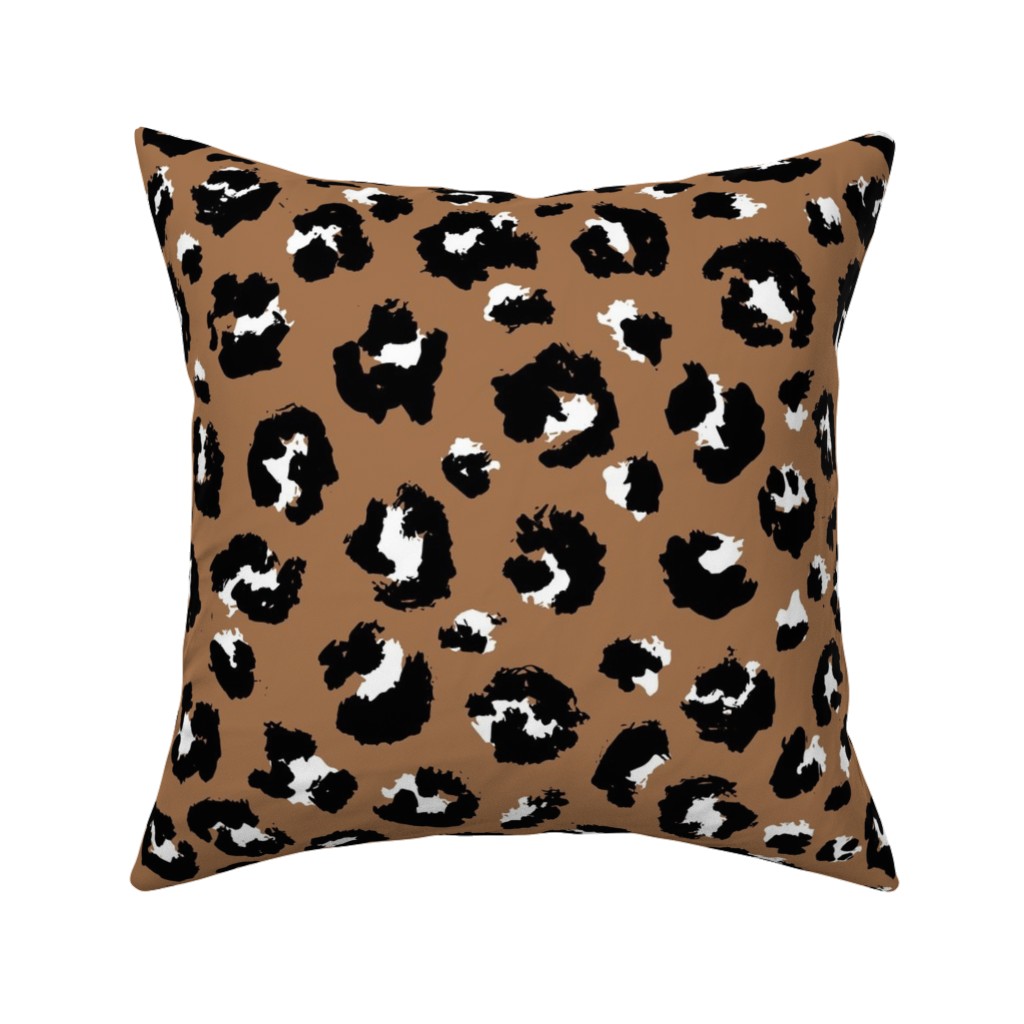 Leopard Spots - Caramel Pillow, Woven, Beige, 16x16, Single Sided, Brown, Brown
