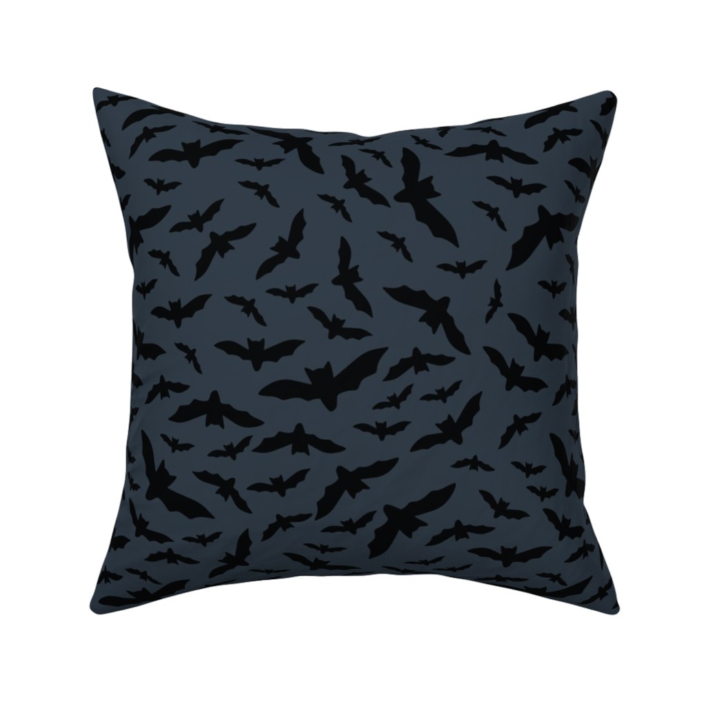 Black Bats Pillow, Woven, Beige, 16x16, Single Sided, Black