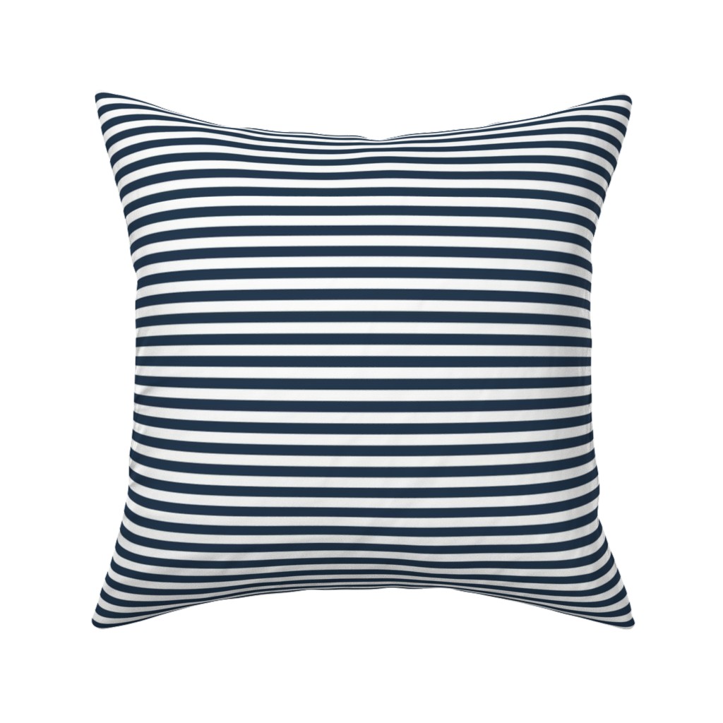 Horizontal Stripe Pillow, Woven, Beige, 16x16, Single Sided, Blue
