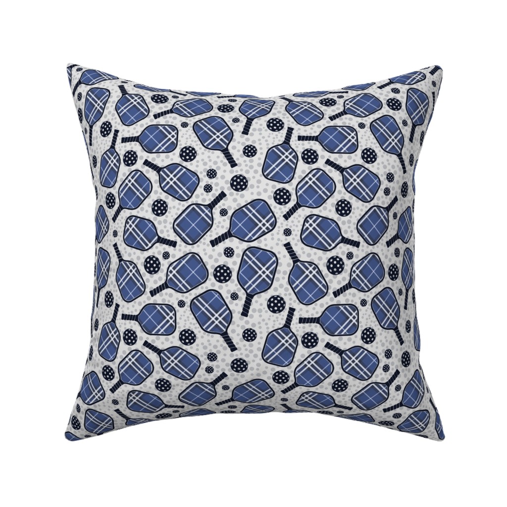 Pickleball Paddles - Blue and Gray Pillow, Woven, Beige, 16x16, Single Sided, Blue, True Blue