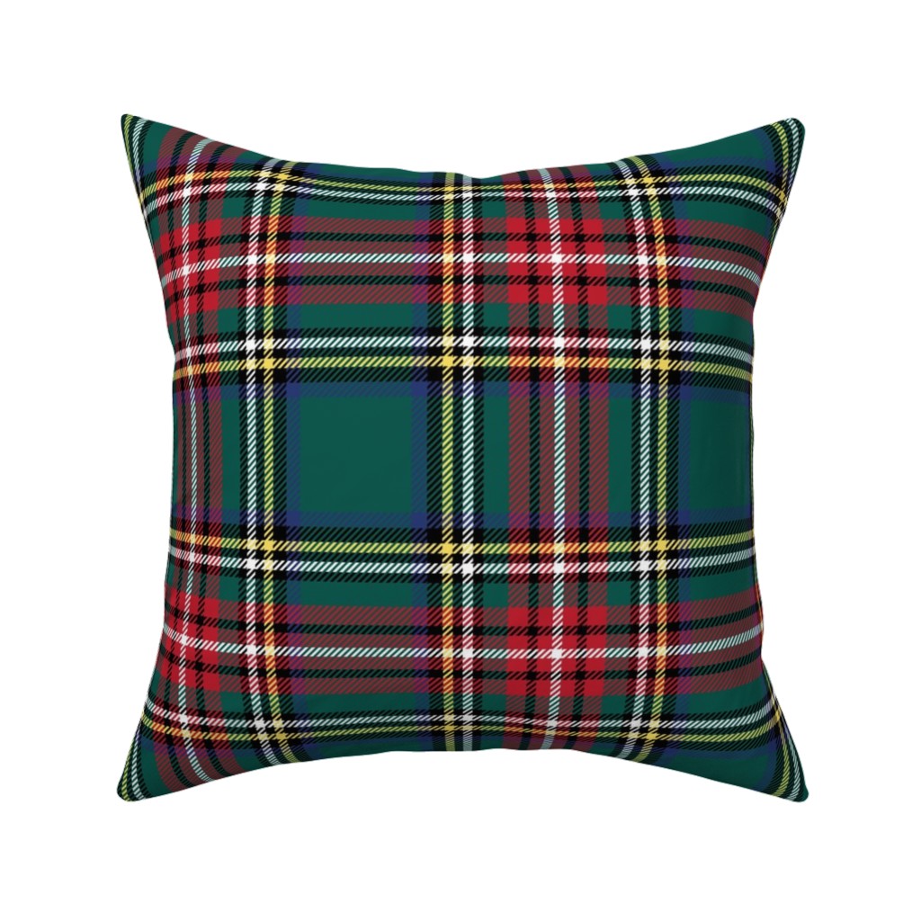 Royal Stewart Tartan Plaid - Multi Pillow, Woven, Beige, 16x16, Single Sided, Green