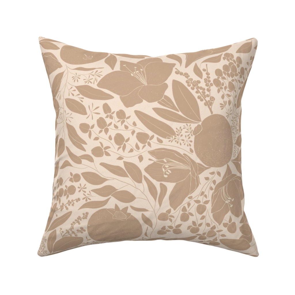 Winter Florals - Neutral Pillow, Woven, Beige, 16x16, Single Sided, Beige, Pearl
