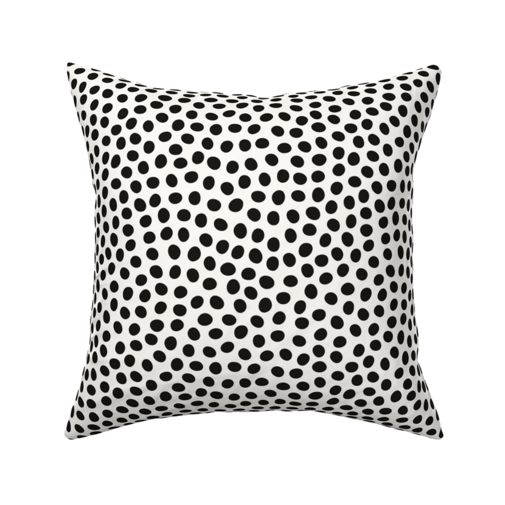 Dots - Black and White Pillow, Woven, Beige, 16x16, Single Sided, White, White