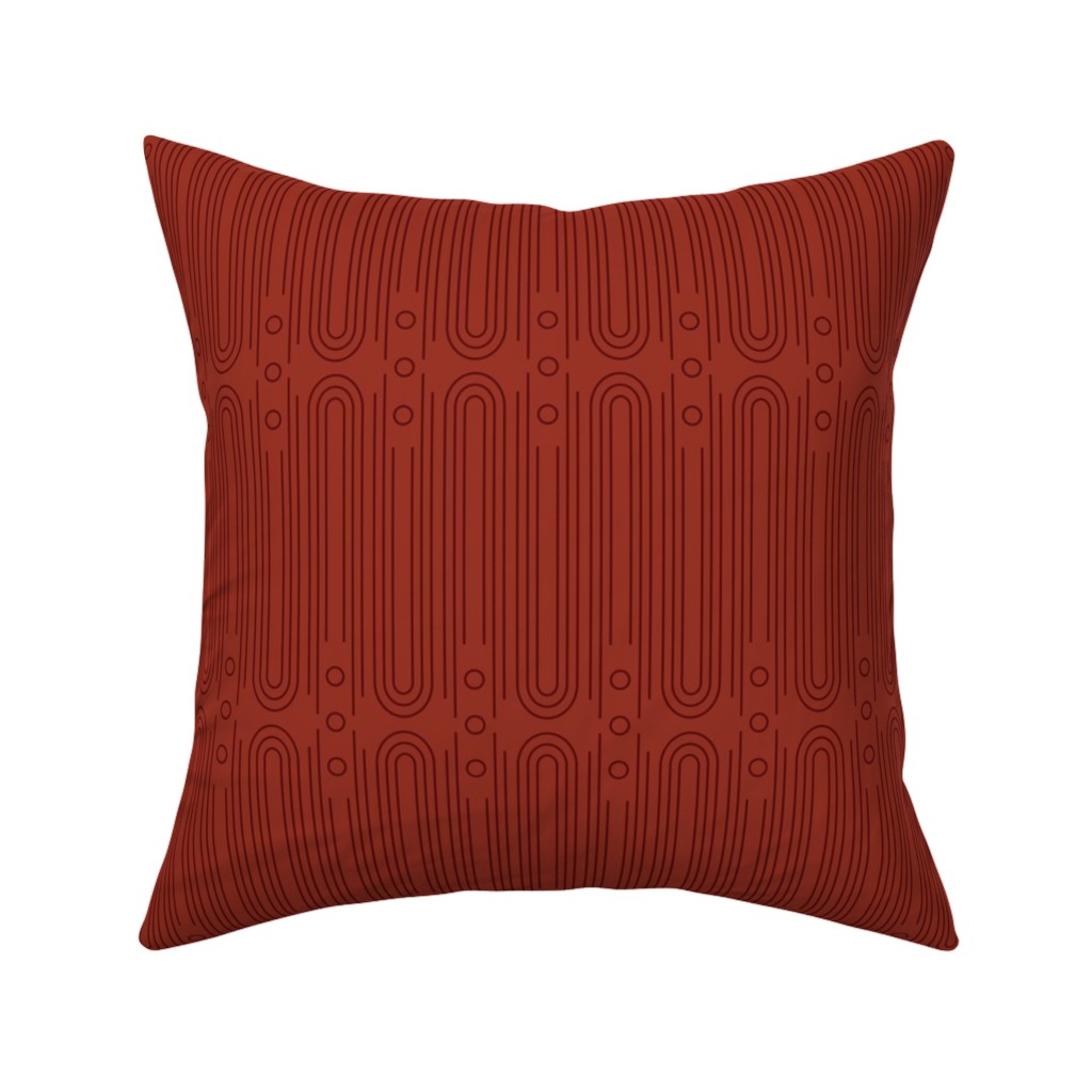 Art Deco Arches - Cranberry Pillow, Woven, Beige, 16x16, Single Sided, Red