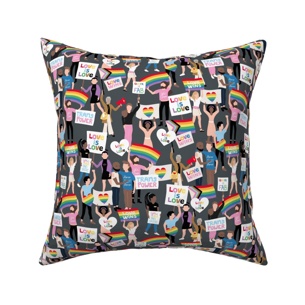 Pride Lgbtq Rainbow Flag Pillow, Woven, Beige, 16x16, Single Sided, Multicolor, Cobblestone