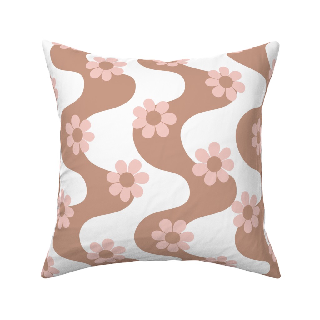 Groovy Daisy Rainbow Pillow, Woven, Beige, 16x16, Single Sided, Beige, Beige