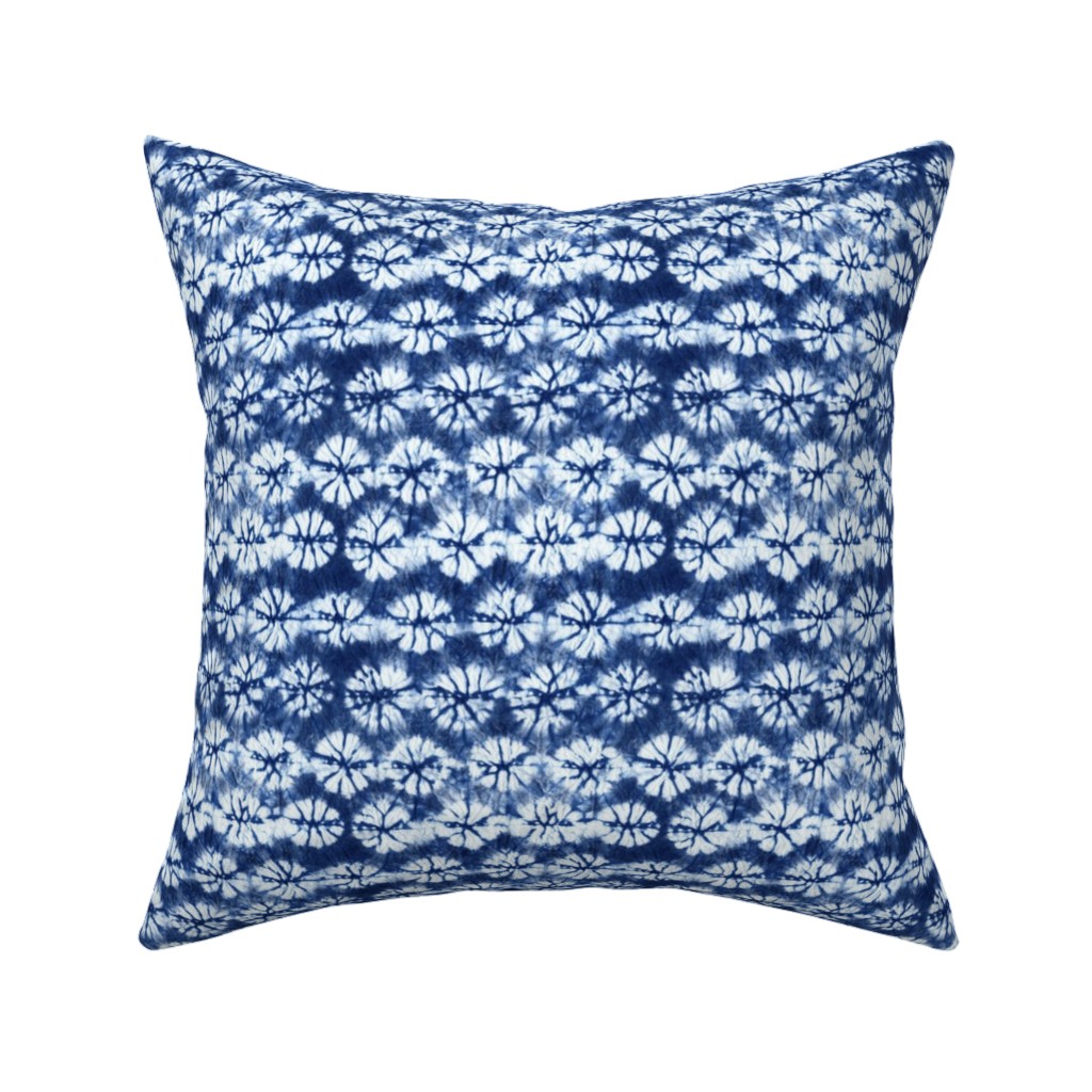 Shibori Pine - Blue Pillow, Woven, Beige, 16x16, Single Sided, Blue