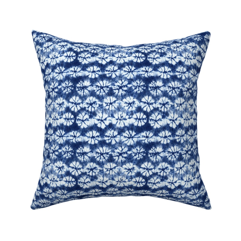 Shibori Pine - Blue Pillow, Woven, Beige, 16x16, Single Sided, Blue, True Blue