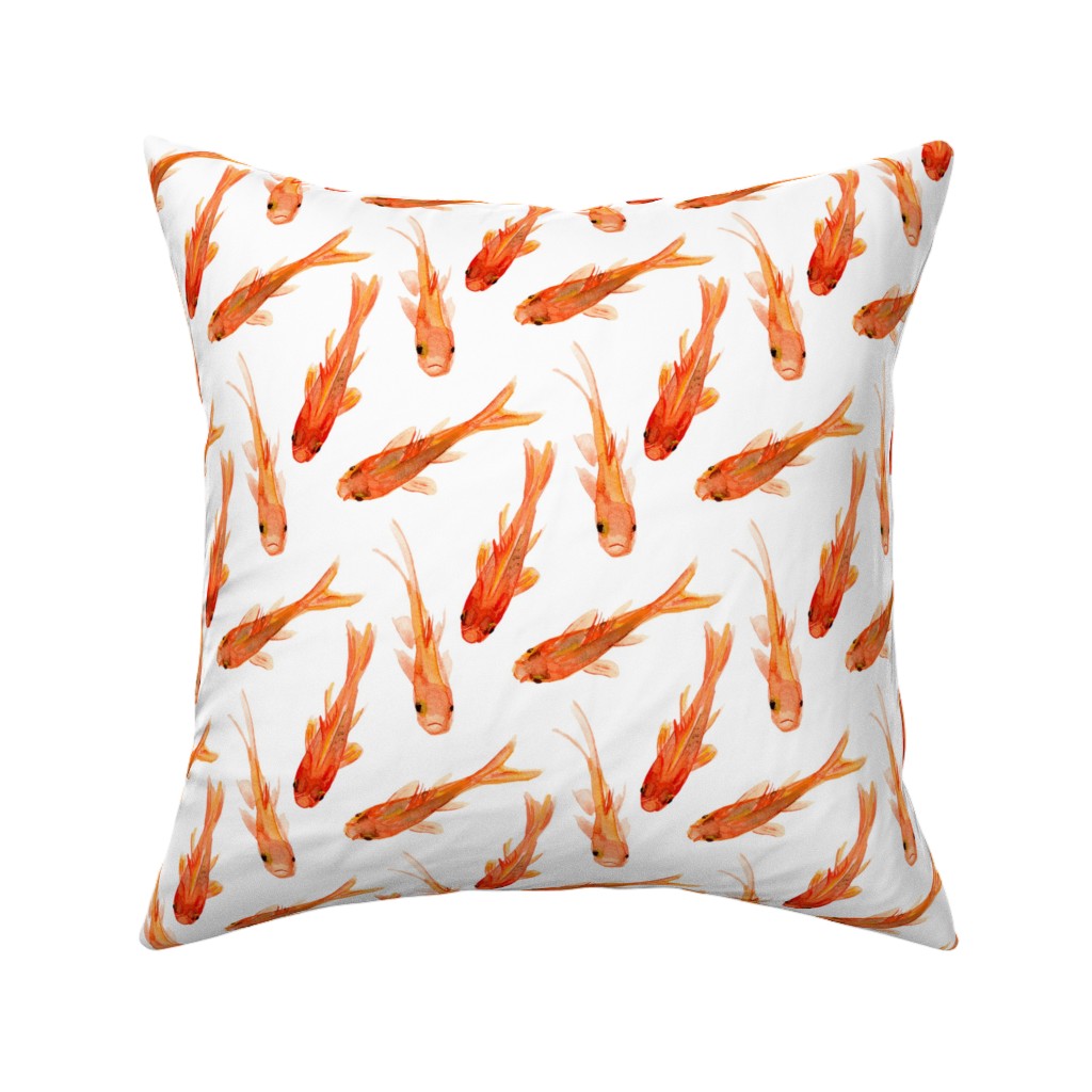 Goldfish Pillow, Woven, Beige, 16x16, Single Sided, Orange, Orange