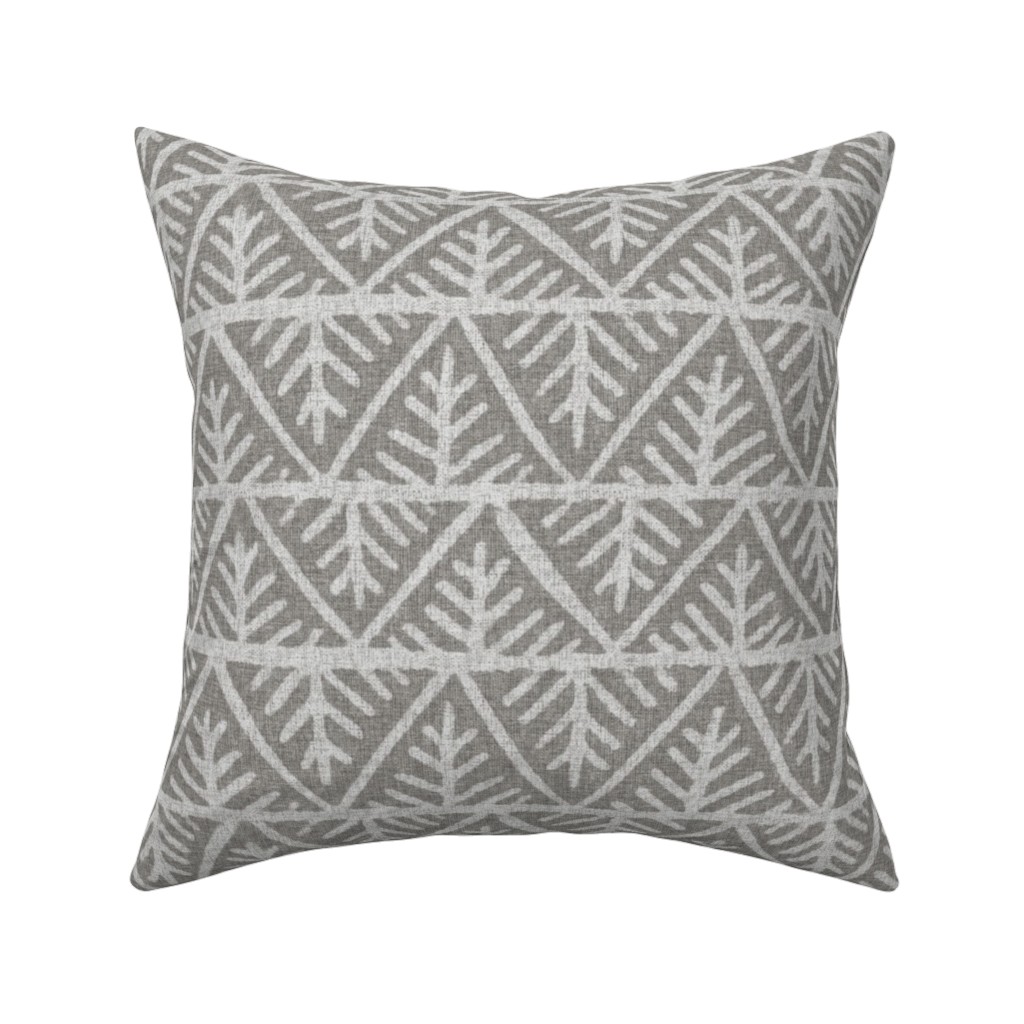 Textured Mudcloth Pillow, Woven, Beige, 16x16, Single Sided, Gray, Silver