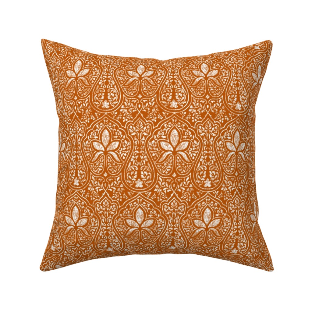 Rajkumari Batik - Spice and White Pillow, Woven, Beige, 16x16, Single Sided, Orange
