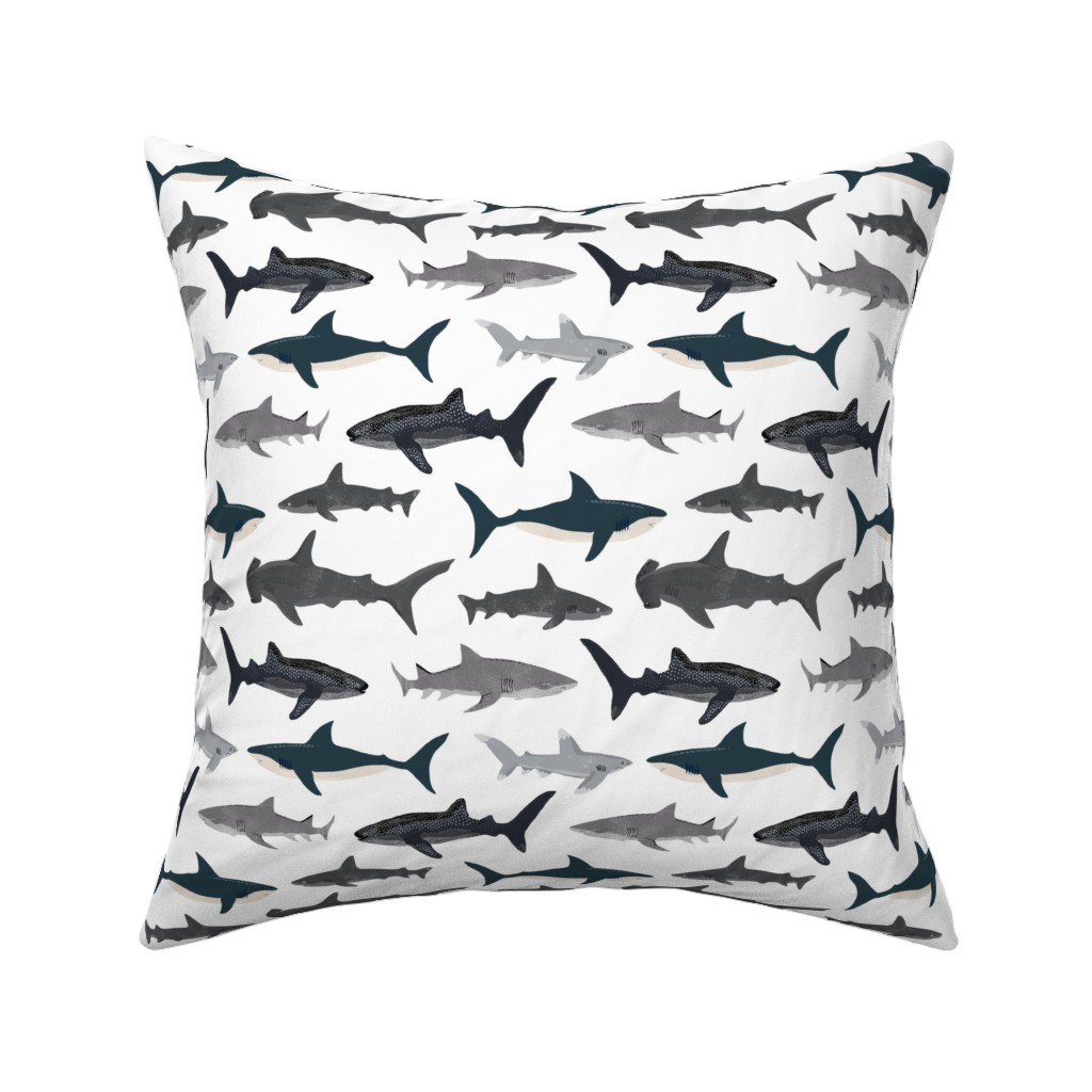 Sharks - Neutral Pillow, Woven, Beige, 16x16, Single Sided, Gray, Gray