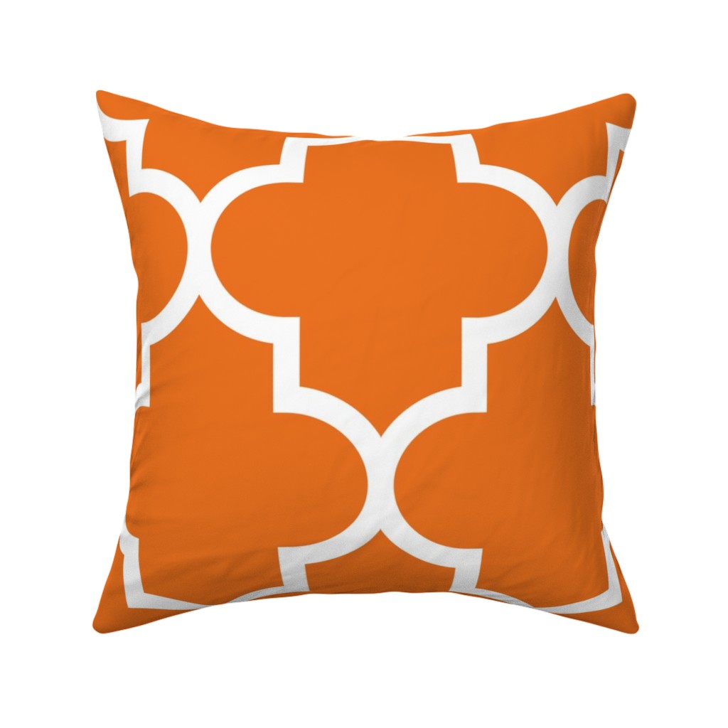 Quatrefoil - Orange Pillow, Woven, Beige, 16x16, Single Sided, Orange