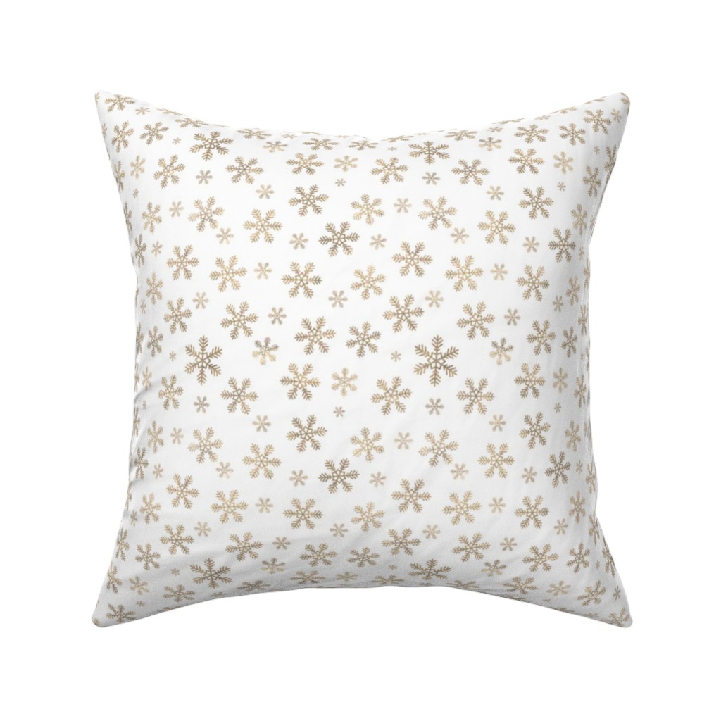 Holiday Snowflakes - Gold Pillow, Woven, Beige, 16x16, Single Sided, Yellow
