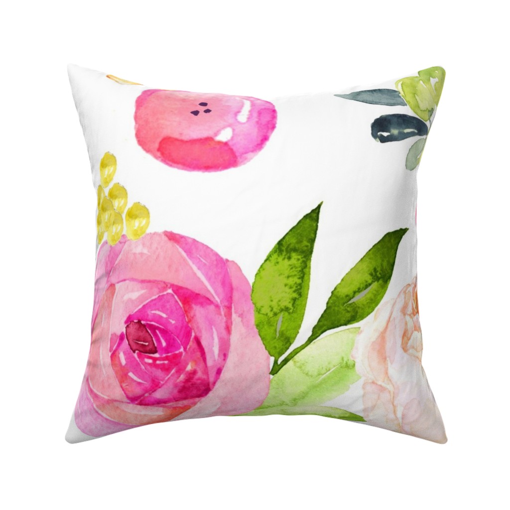Spring Peonies, Roses, and Poppies - Pink Pillow, Woven, Beige, 16x16, Single Sided, Pink