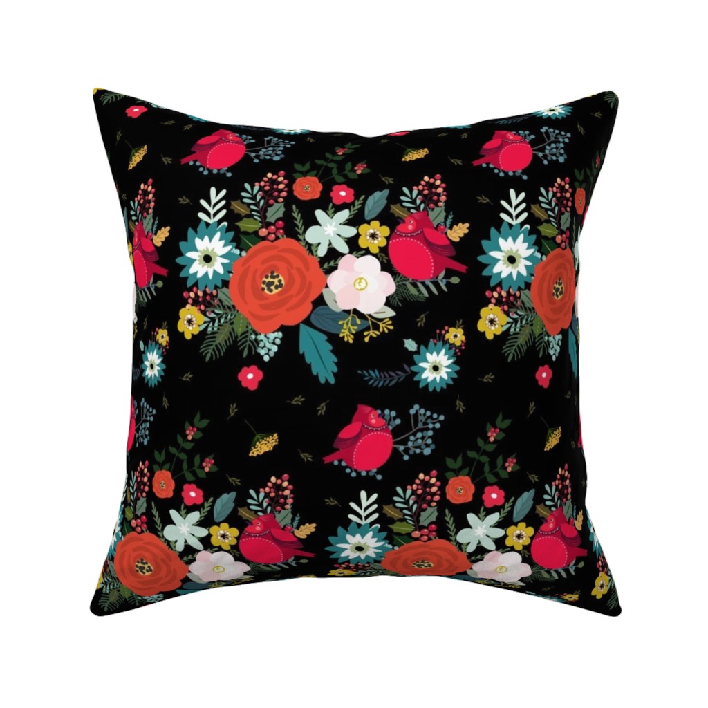 Winter Fields - Black Pillow, Woven, Beige, 16x16, Single Sided, Multicolor
