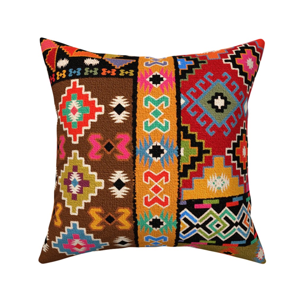 Kilim - Brown Pillow, Woven, Beige, 16x16, Single Sided, Multicolor