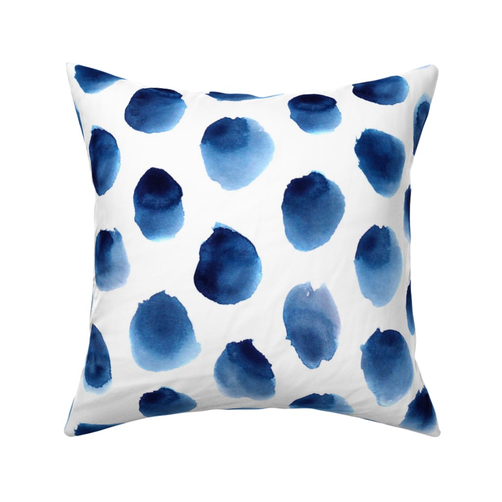 Freshness Watercolor Polka Dot - Blue Pillow, Woven, Beige, 16x16, Single Sided, Blue, True Blue
