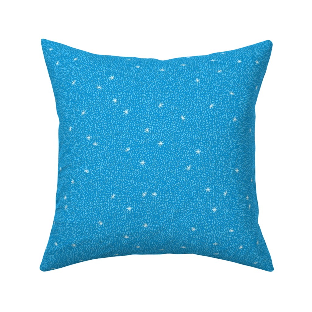 Holiday Hygge Snowflakes Pillow, Woven, Beige, 16x16, Single Sided, Blue