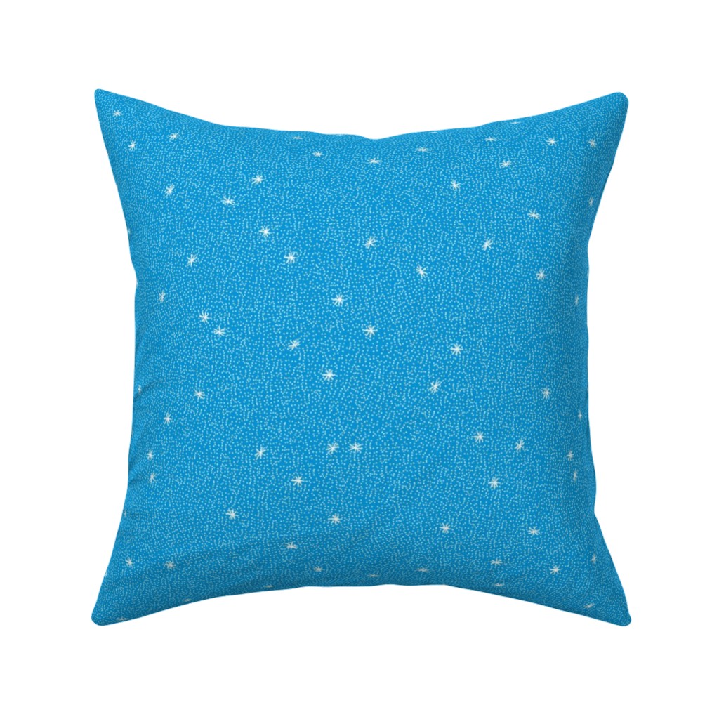 Holiday Hygge Snowflakes Pillow, Woven, Beige, 16x16, Single Sided, Blue, True Blue