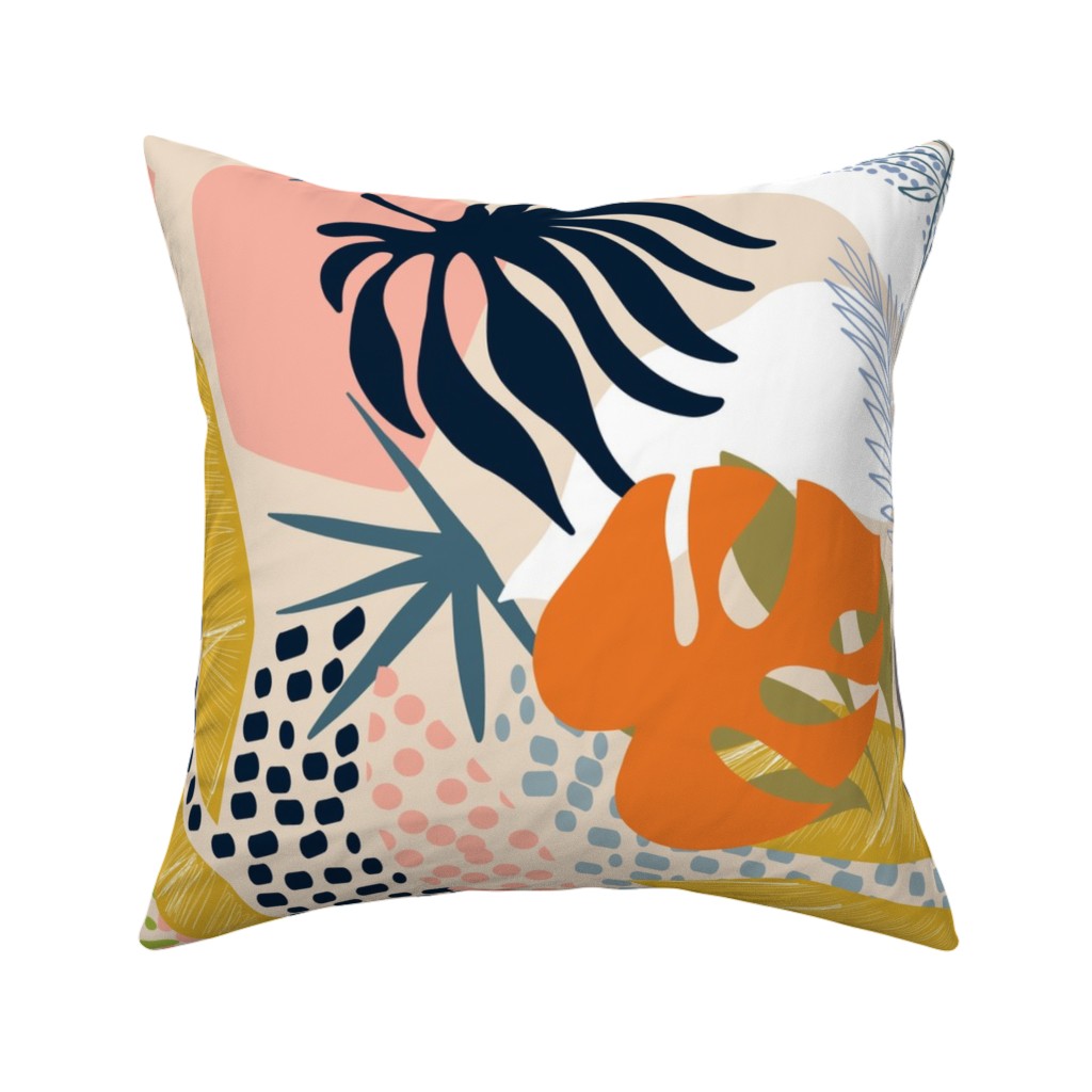 Tropical Foliage - Multi Pillow, Woven, Beige, 16x16, Single Sided, Multicolor