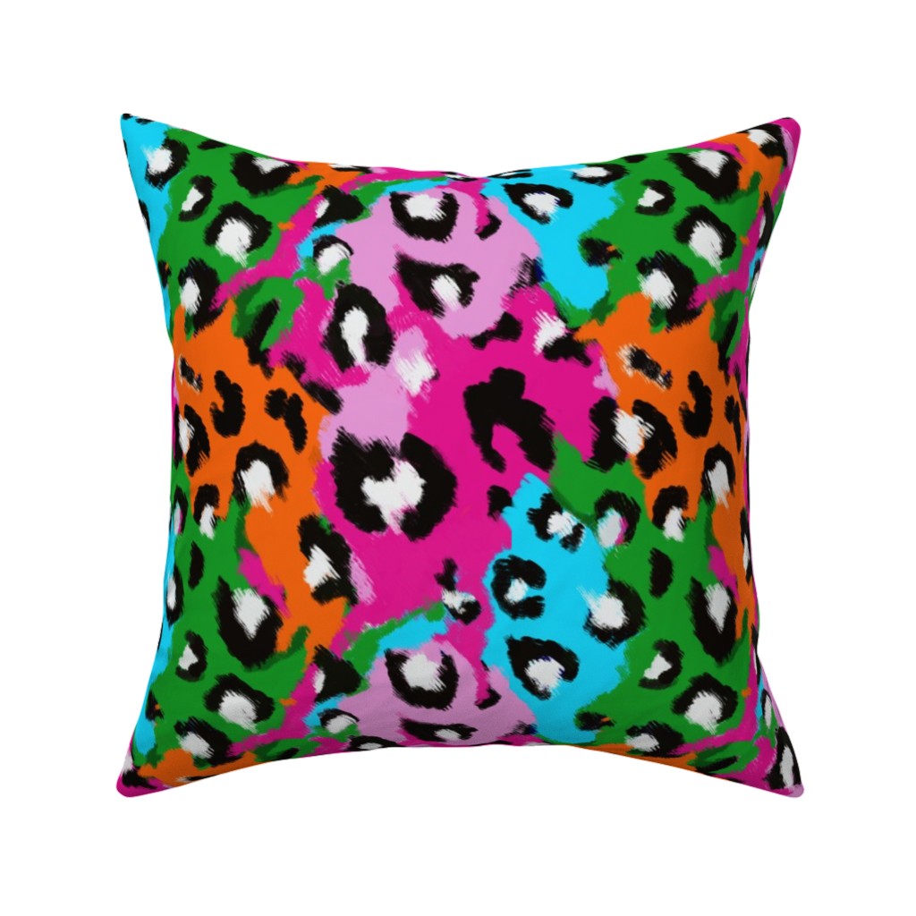 Leopard Print - Bright Pillow, Woven, Beige, 16x16, Single Sided, Multicolor