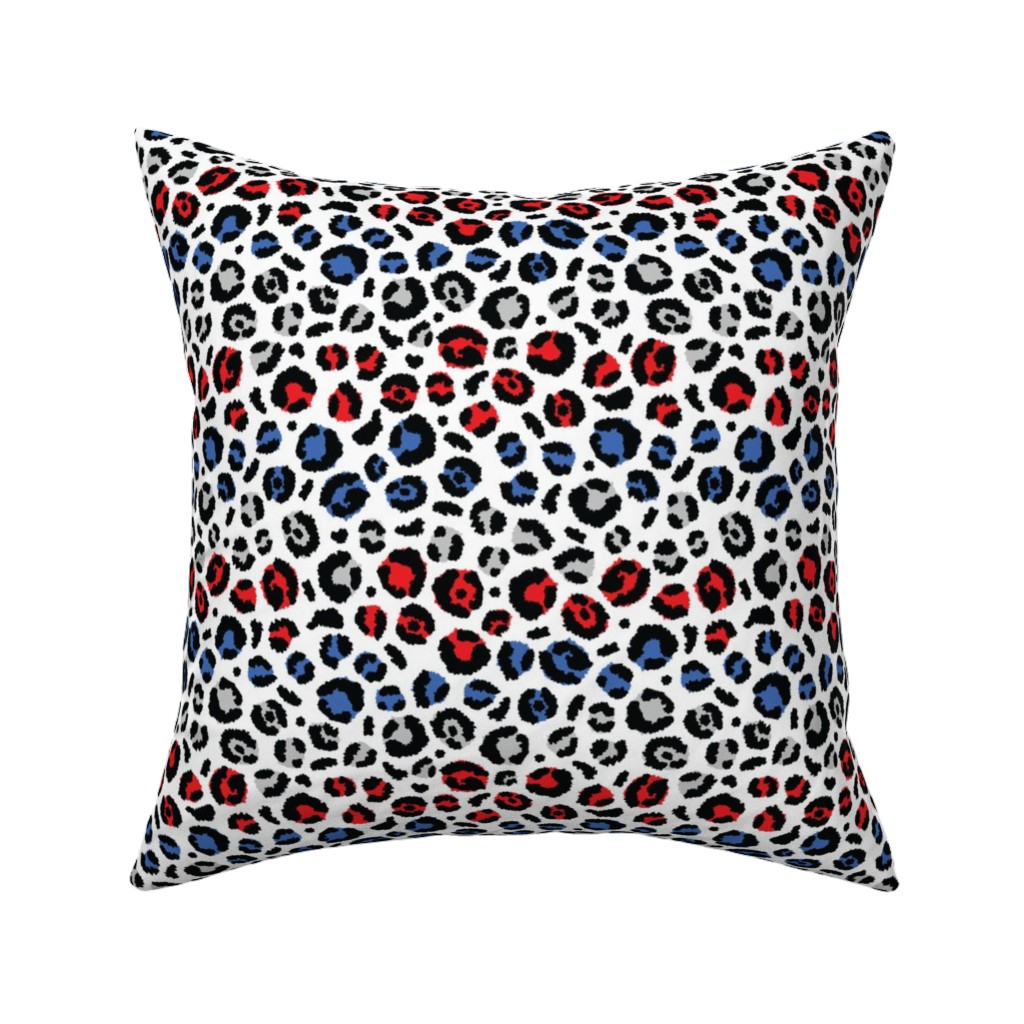 Patriotic Leopard Pillow, Woven, Beige, 16x16, Single Sided, Multicolor
