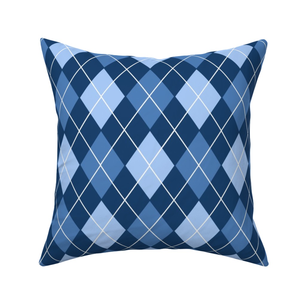 Classic Argyle Plaid in Blues Pillow, Woven, Beige, 16x16, Single Sided, Blue