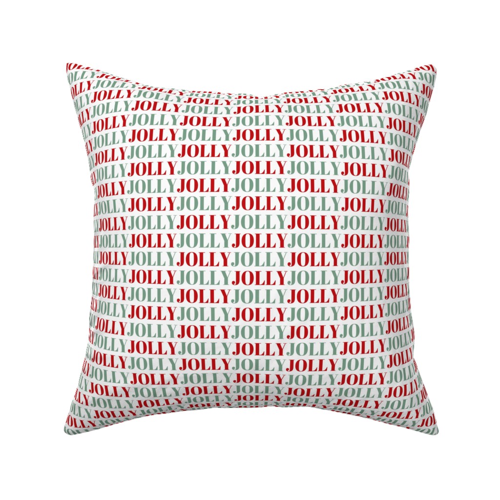 Jolly Print Repeat Pillow, Woven, Beige, 16x16, Single Sided, Red