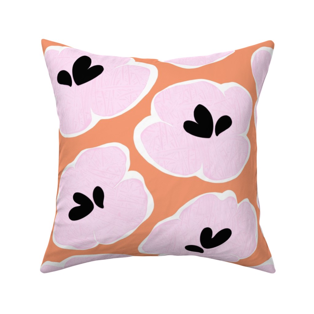 Jnn Valo - Orange and Pink Pillow, Woven, Beige, 16x16, Single Sided, Pink