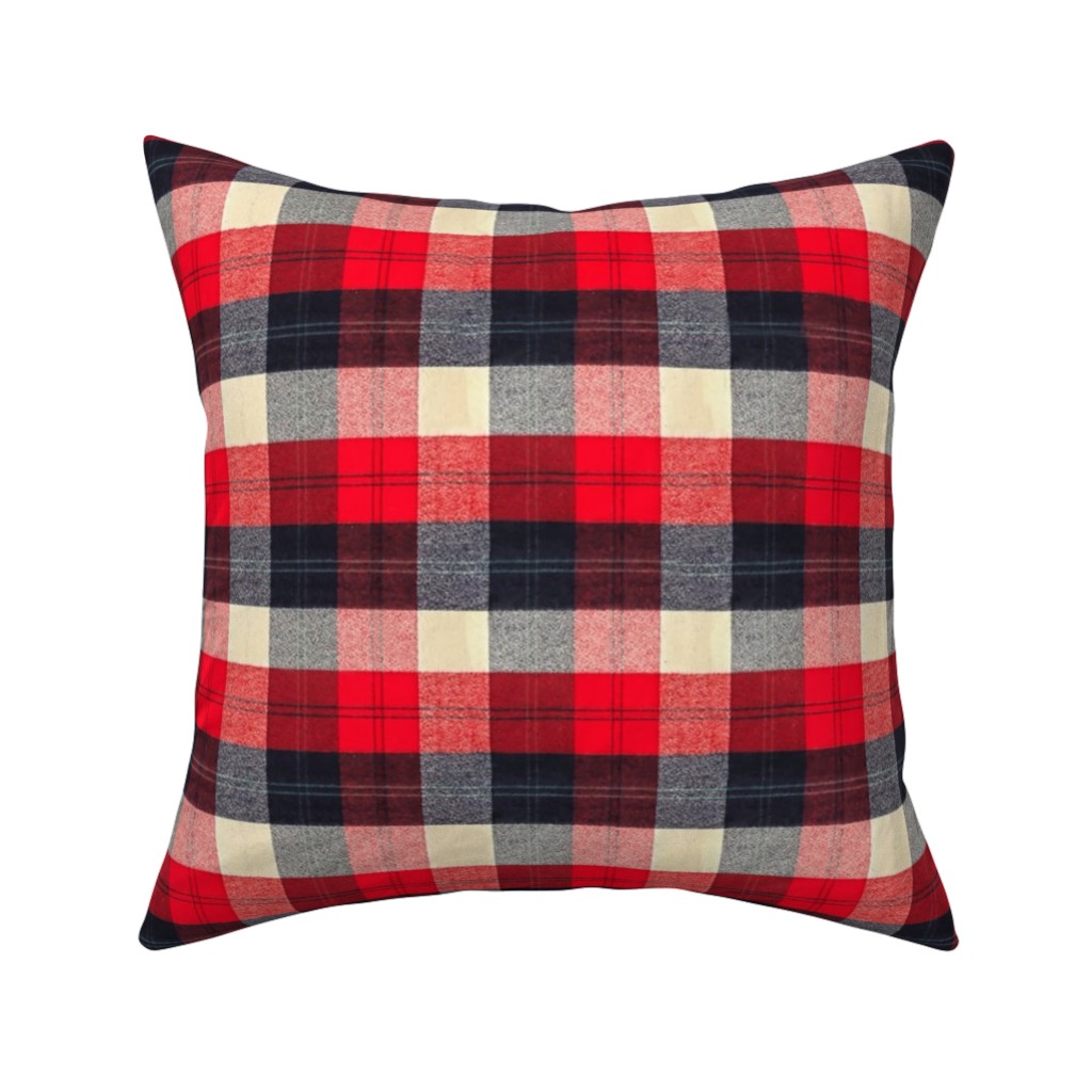Lumberjack Flannel Buffalo Plaid - Red Pillow, Woven, Beige, 16x16, Single Sided, Red
