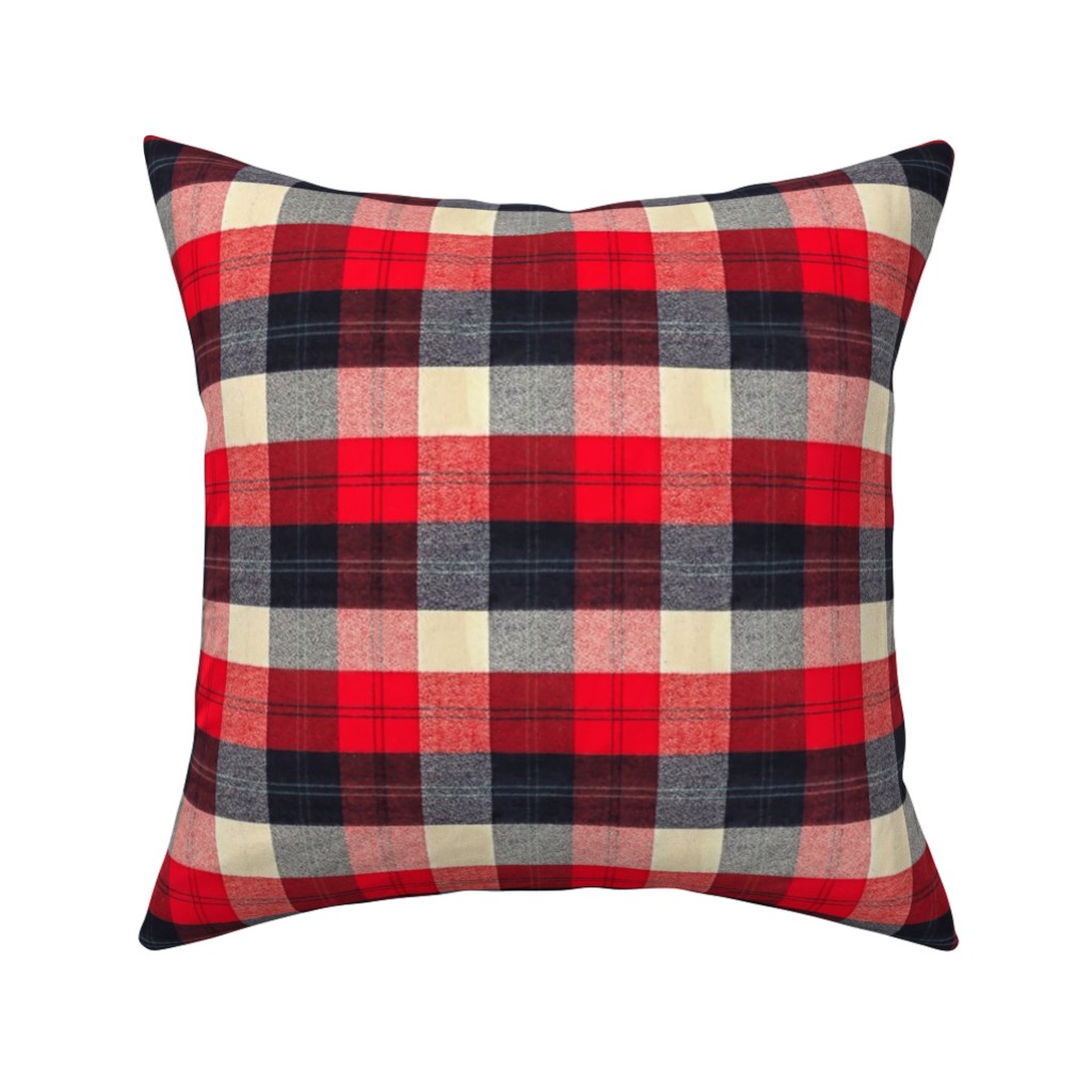 Lumberjack Flannel Buffalo Plaid - Red Pillow, Woven, Beige, 16x16, Single Sided, Red, Red